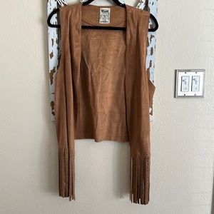 Brown studded fringe vest